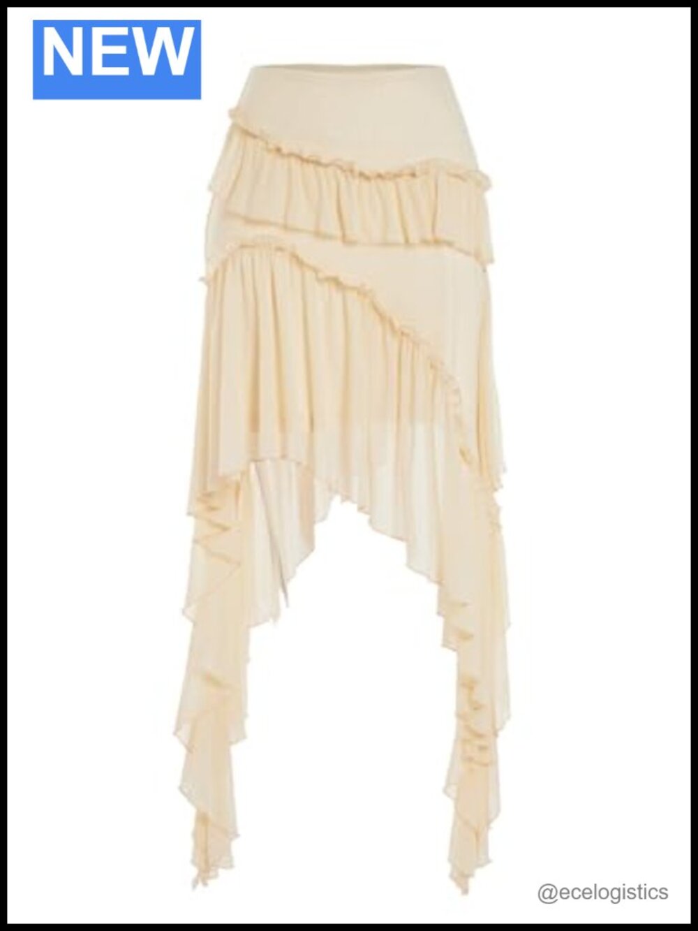Womens Boho Flowy Asymmetrical Ruffle Midi Skirt Concert Outfit